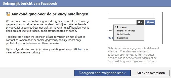 Welkom bij Facebook. Controleer je privacyinstellingen